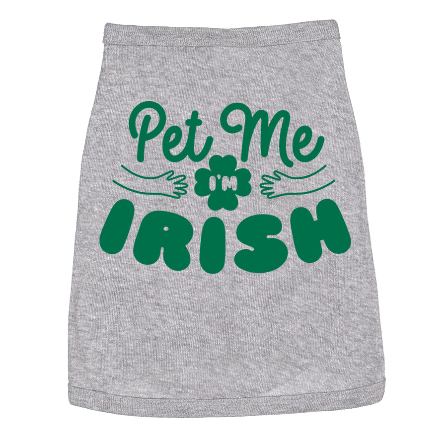 Funny Heather Grey Pet Me I'm Irish Dog Shirt Nerdy Saint Patrick's Day Dog Tee