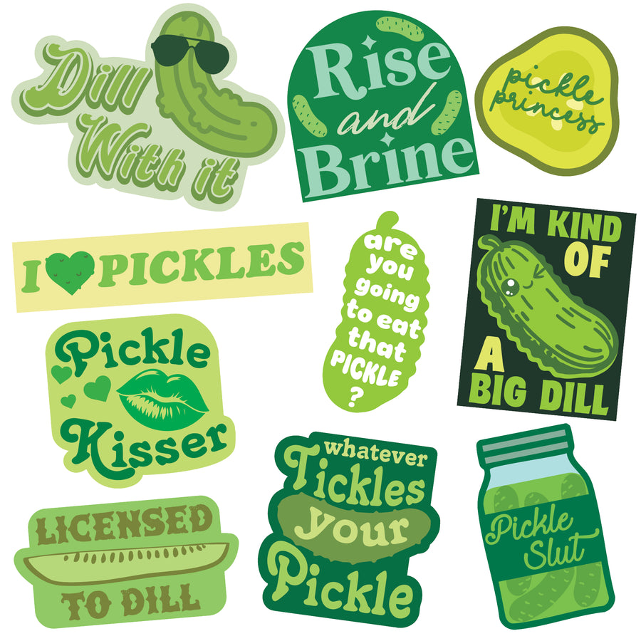 Funny Multi Pickle Stickers Nerdy food sarcastic Tee