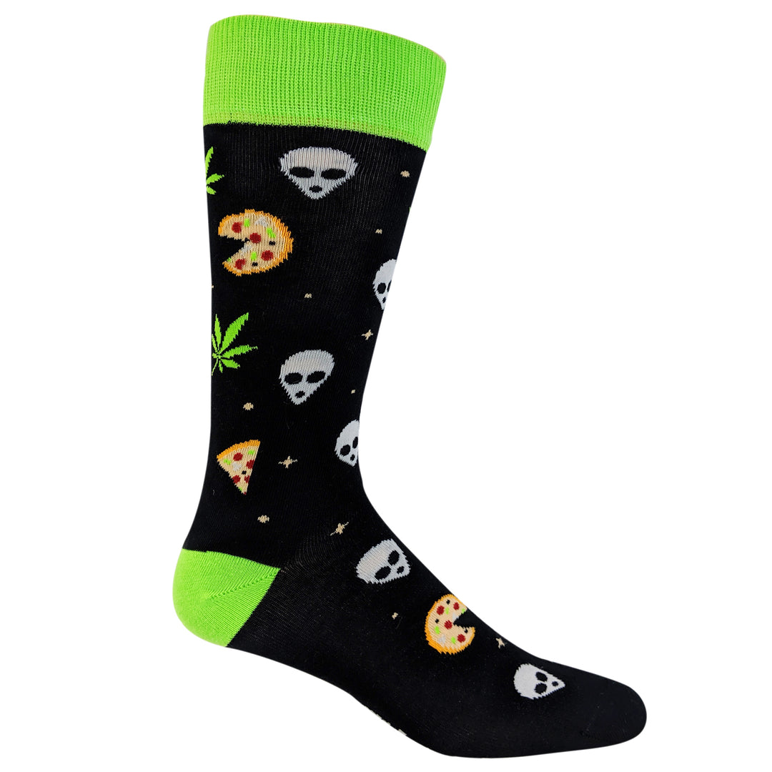 Mens Pizza Weed Aliens Socks