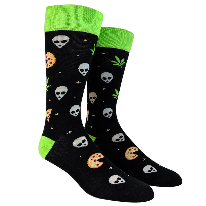 Mens Pizza Weed Aliens Socks