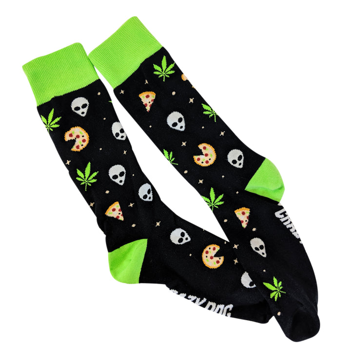 Mens Pizza Weed Aliens Socks