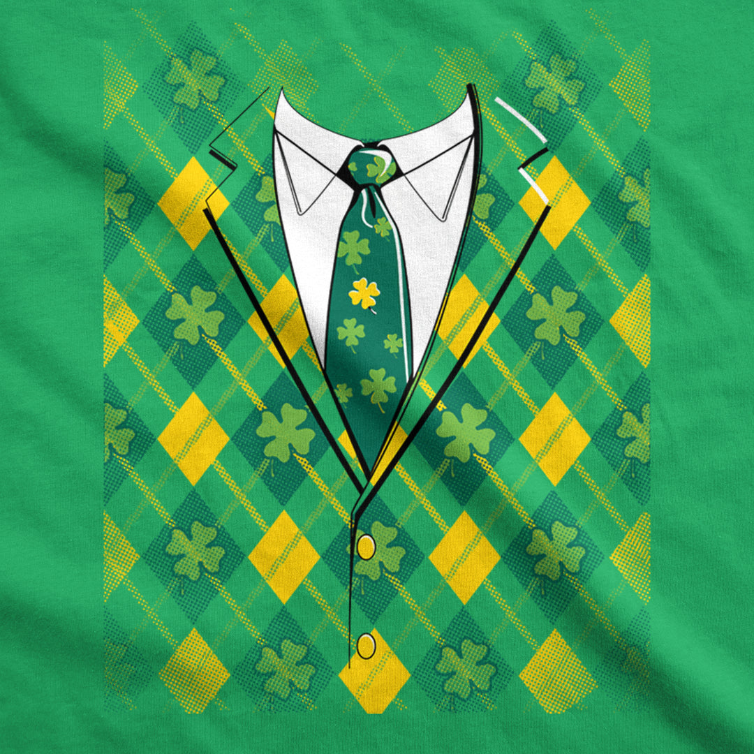 Plaid Green Tuxedo Men's T Shirt