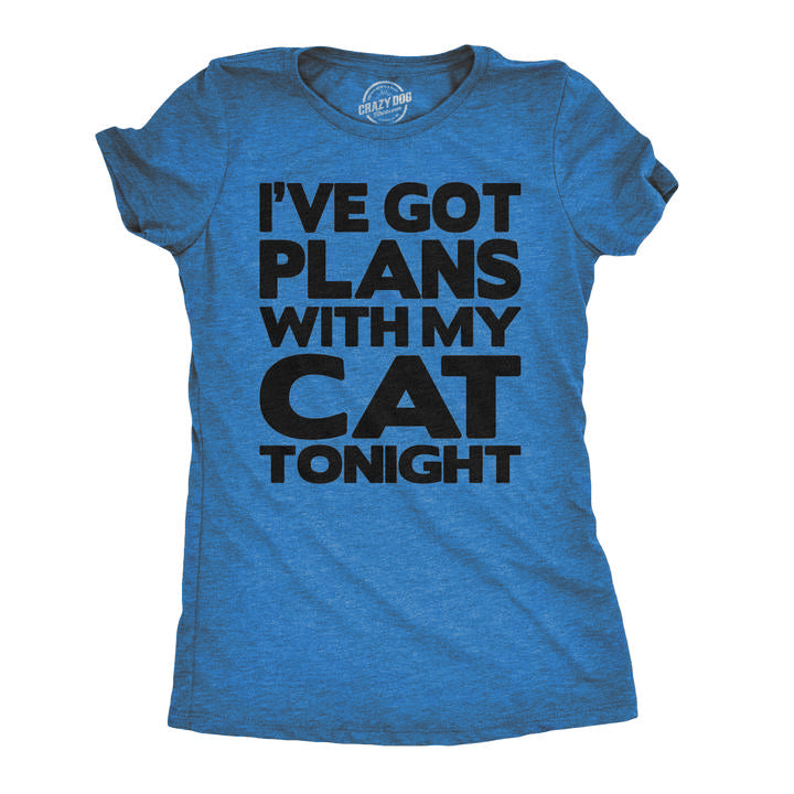 Funny Heather Black - Plans with Cat Tell Your Dog I Said Hi Womens T Shirt Nerdy Dog Introvert Tee