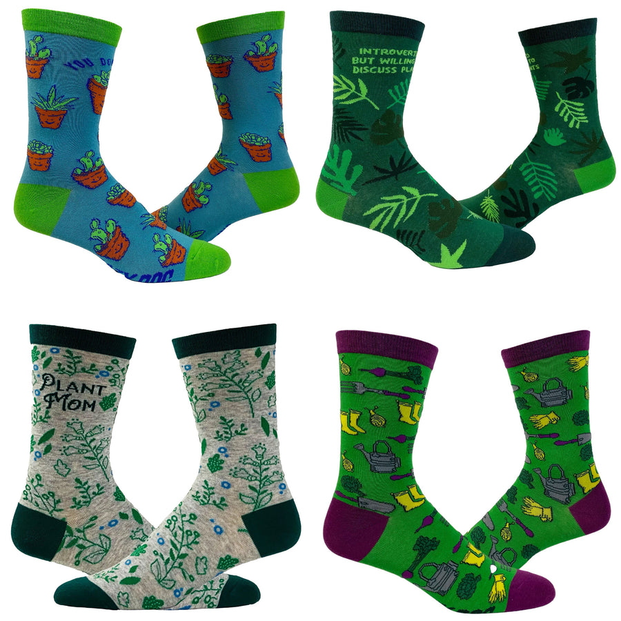 Funny Plants Womens Plants Sock 4 Pack Sock Nerdy sarcastic Tee