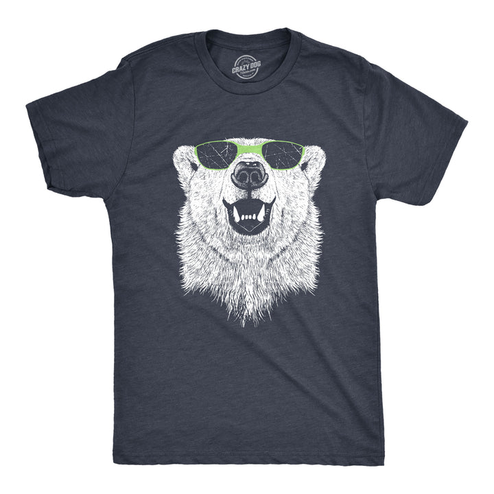 Funny Heather Navy - Polar Sunglasses Polar Bear Wearing Sunglasses Mens T Shirt Nerdy Animal Tee