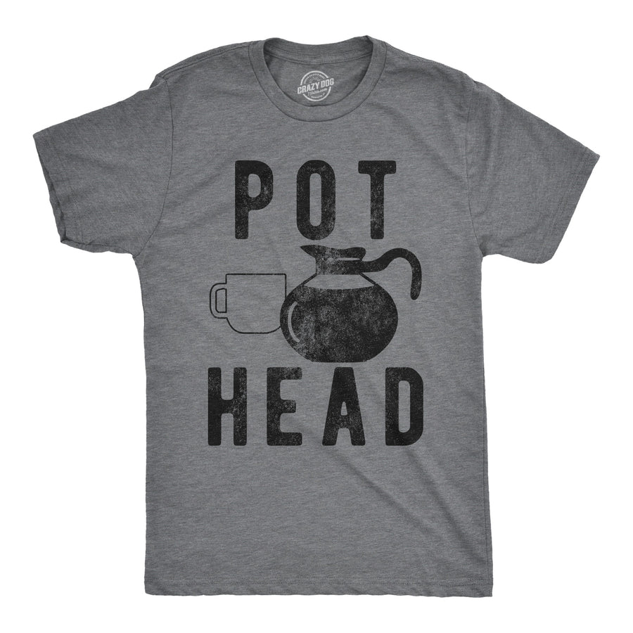 Funny Dark Heather Grey - Pot Head Pot Head Mens T Shirt Nerdy Coffee faire Tee