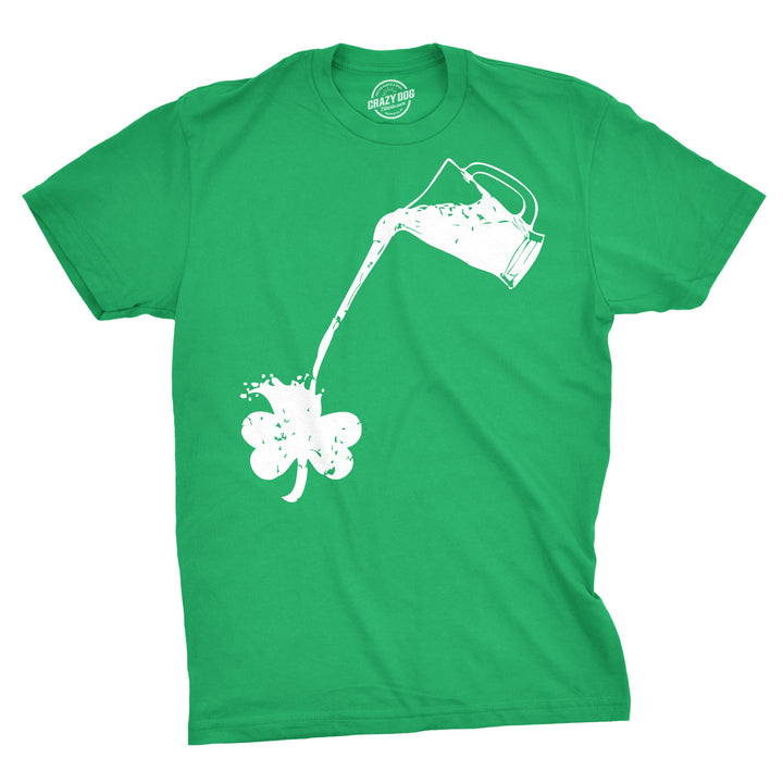 Funny Heather Green - Pouring Shamrock Mens T Shirt Nerdy Saint Patrick's Day Beer Drinking Tee