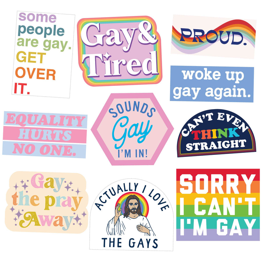 Funny Multi Pride Stickers Nerdy Pride Tee