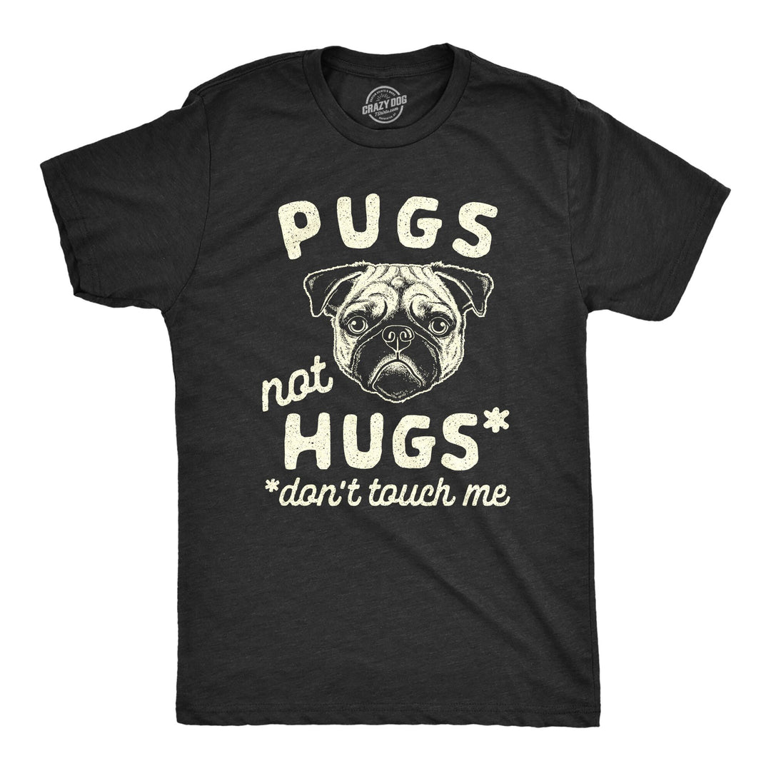 Funny Heather Black Pugs Not Hugs Coronavirus Mens T Shirt Nerdy Dog Tee