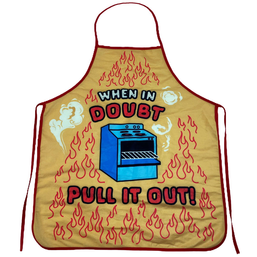 Funny Yellow When In Doubt Pull It Out Apron Nerdy Food Tee