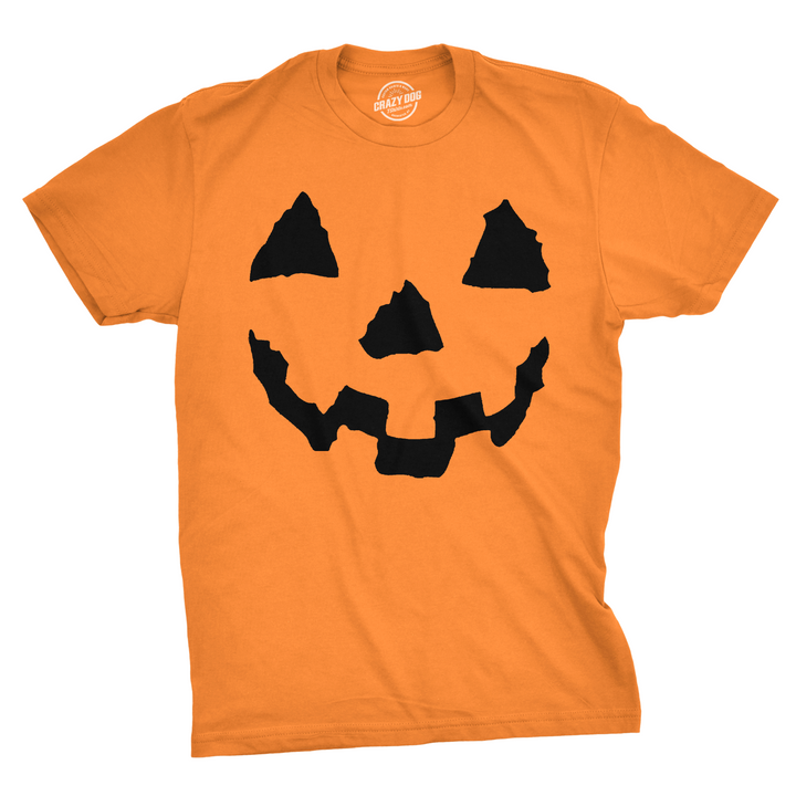 Funny Orange Pumpkin Face Mens T Shirt Nerdy Halloween Tee