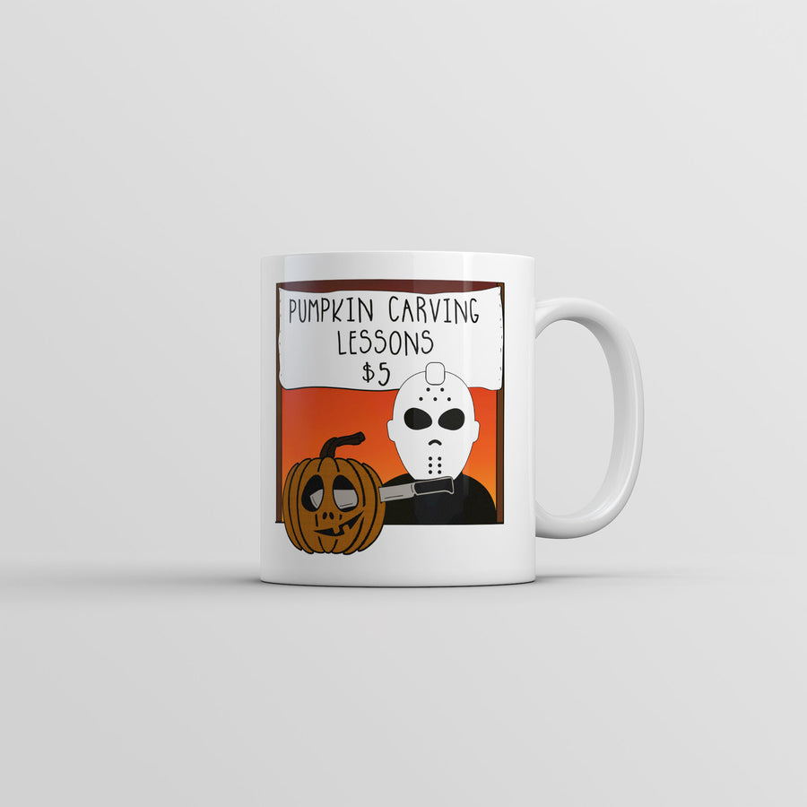 Funny White Pumpkin Carving Lessons Coffee Mug Nerdy Halloween sarcastic Tee