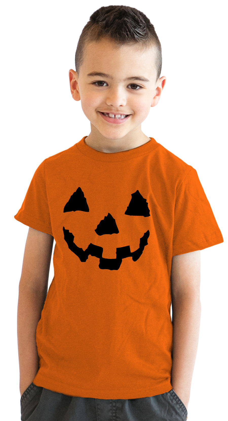 Funny Orange Pumpkin Face Youth T Shirt Nerdy Halloween Tee