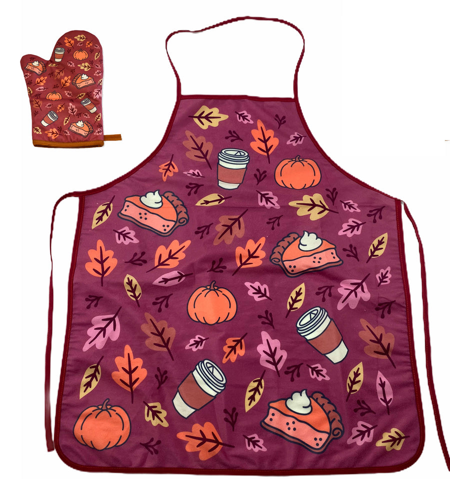 Funny Red Pumpkin Spice Oven Mitt + Apron Nerdy Thanksgiving Food Tee