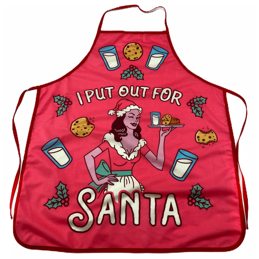 Funny Red Put Out For Santa Apron Nerdy Christmas Sex Tee