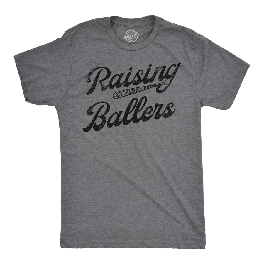 Funny Dark Heather Grey - Raising Ballers Raising Ballers Mens T Shirt Nerdy Baseball sarcastic Tee