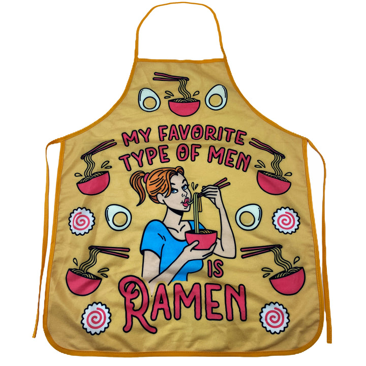 Funny Yellow My Favorite Type Of Men Is Ramen Apron Nerdy Food Tee