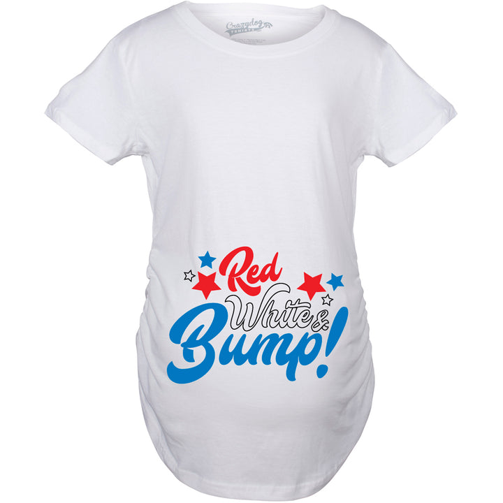 Funny White Red White And Bump Maternity T Shirt Nerdy Fourth of July Tee