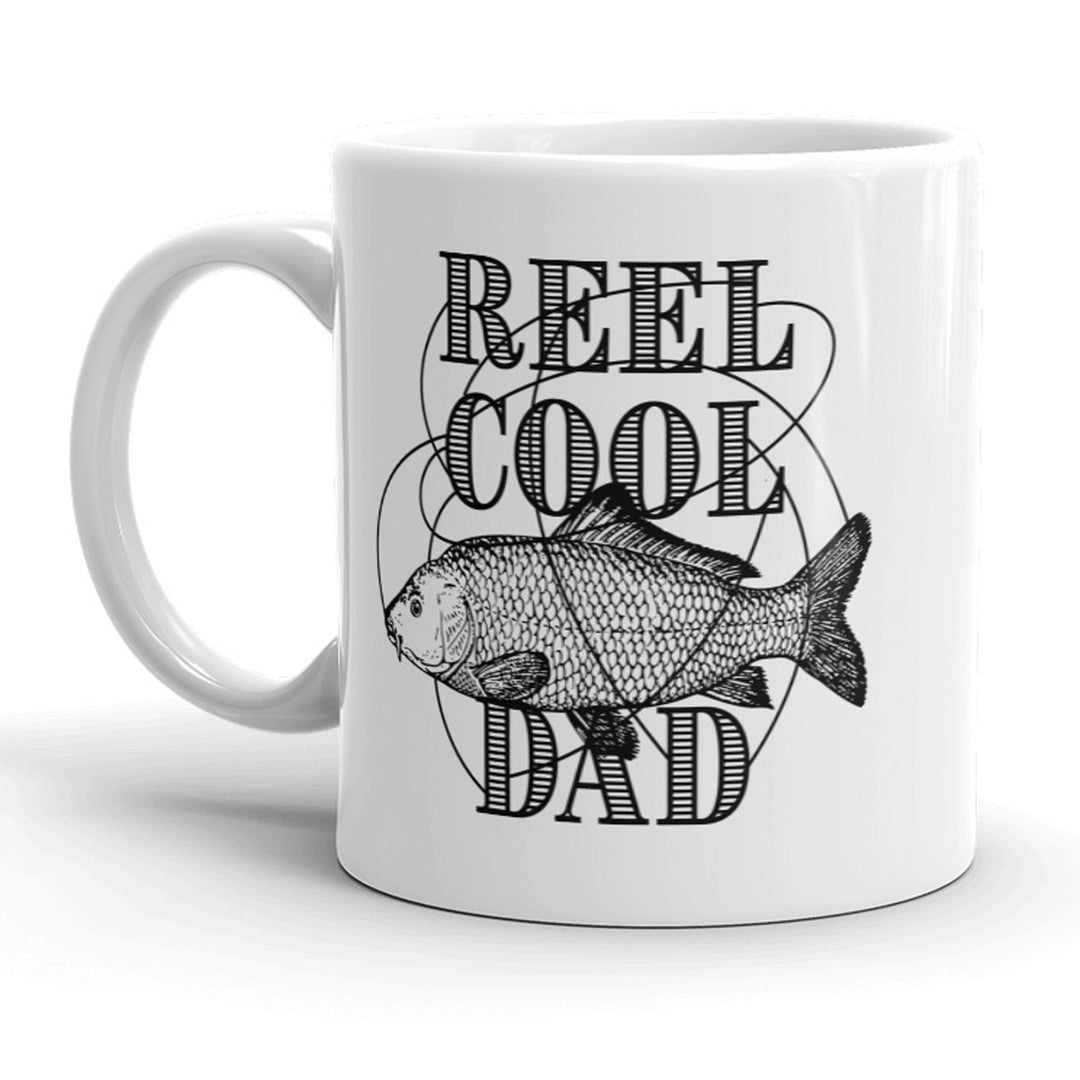 Funny White Reel Cool Dad Coffee Mug Nerdy fishing Tee