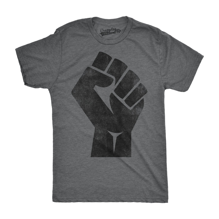 Funny Dark Heather Grey Revolution Fist Mens T Shirt Nerdy Political Tee