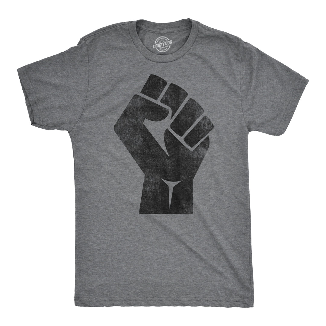 Funny Dark Heather Grey Revolution Fist Mens T Shirt Nerdy Political Tee