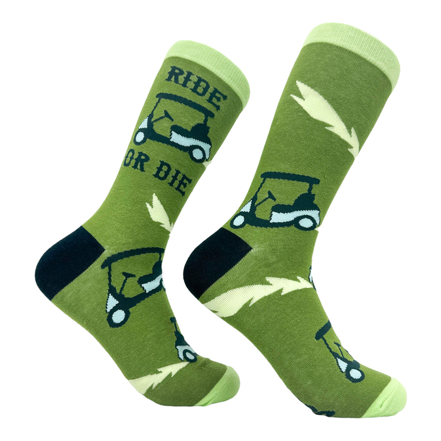 Funny Multi - RIDE Men's Ride Or Die Golf Sock Nerdy Golf Tee