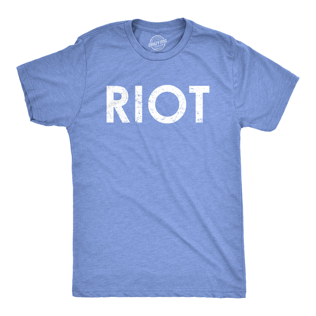 Funny Heather Light Blue Riot Mens T Shirt Nerdy Political Tee