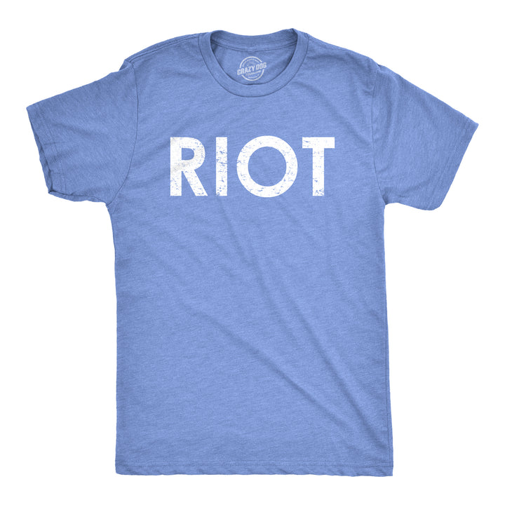 Funny Heather Light Blue Riot Mens T Shirt Nerdy Political Tee