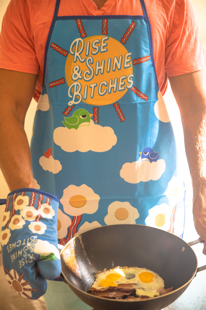 Rise And Shine Bitches Oven Mitt + Apron Bakeware