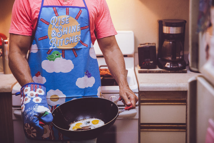 Rise And Shine Bitches Oven Mitt + Apron Bakeware