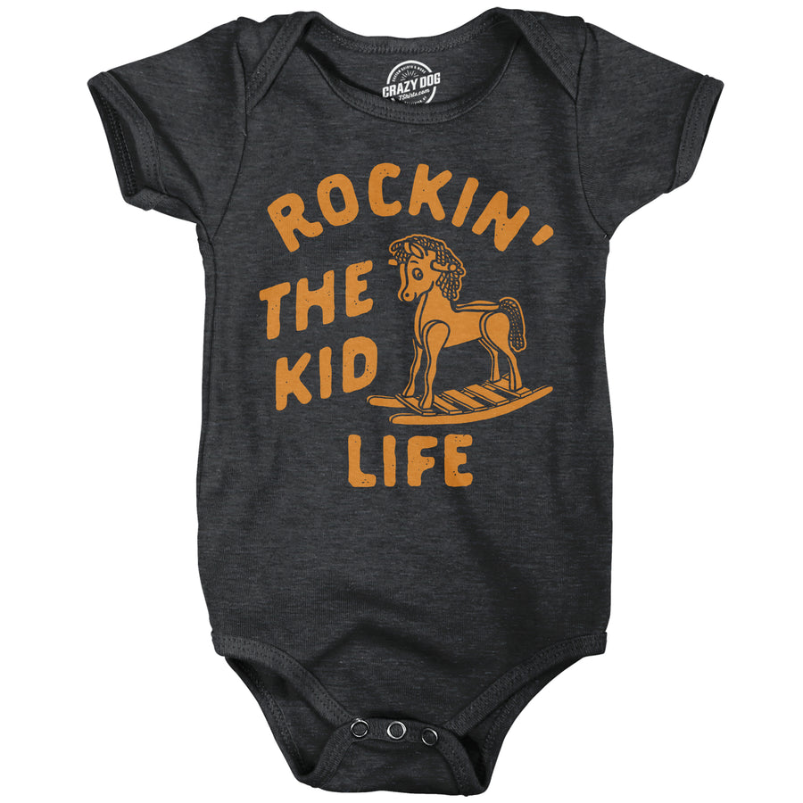 Funny Black - Rockin The Kid Life Rockin The Kid Life Onesie Nerdy sarcastic Tee