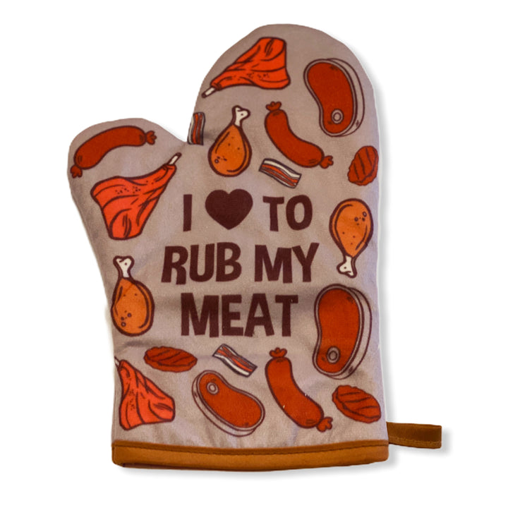 Funny Grey I Love To Rub My Meat Oven Mitt Nerdy Food Tee