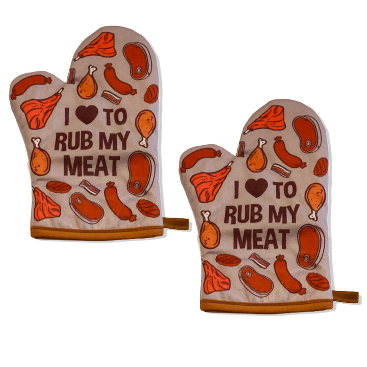 Funny Grey I Love To Rub My Meat Oven Mitt Nerdy Food Tee