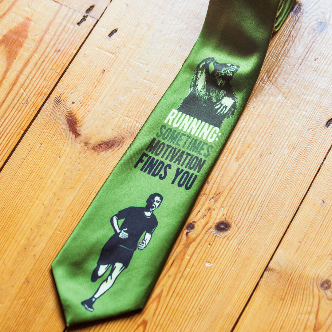 Running: Sometimes Motivation Finds You Bear Neck Tie Tie