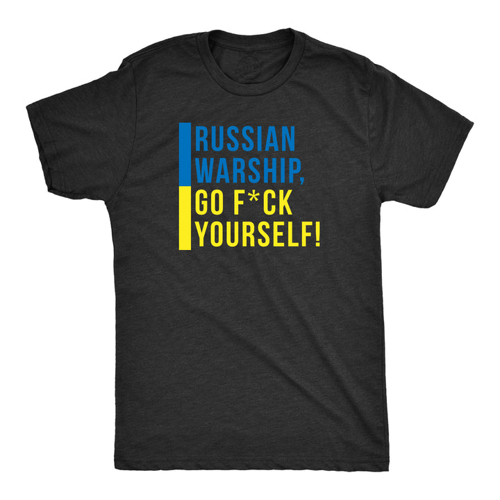 Funny Heather Black Russian Warship, Go Fuck Yourself Mens T Shirt Nerdy Political Tee