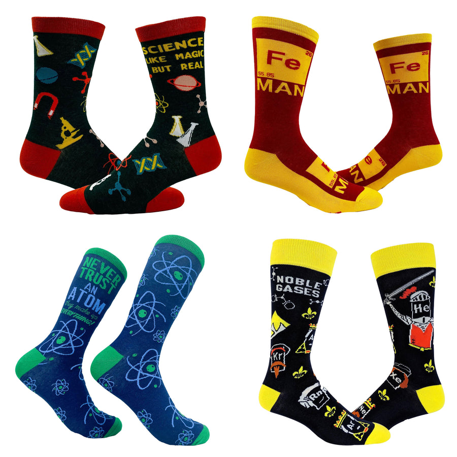 Funny Science Mens Science Sock 4 Pack Sock Nerdy science nerdy sarcastic Tee