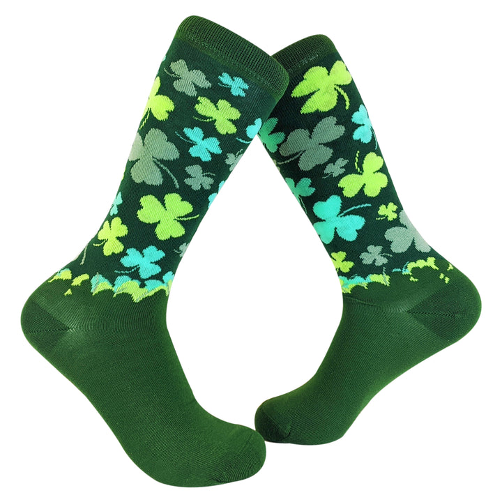 Funny Green Womens Shamrock Sock Nerdy Saint Patrick's Day Tee