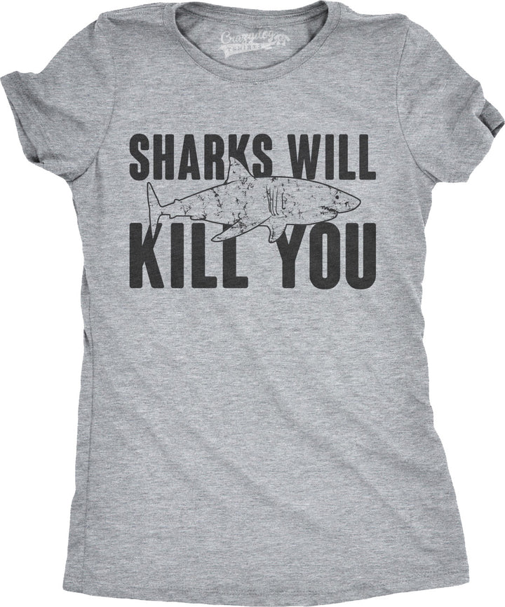 Funny Dark Heather Grey Womens T Shirt Nerdy Shark Week Sarcastic Tee