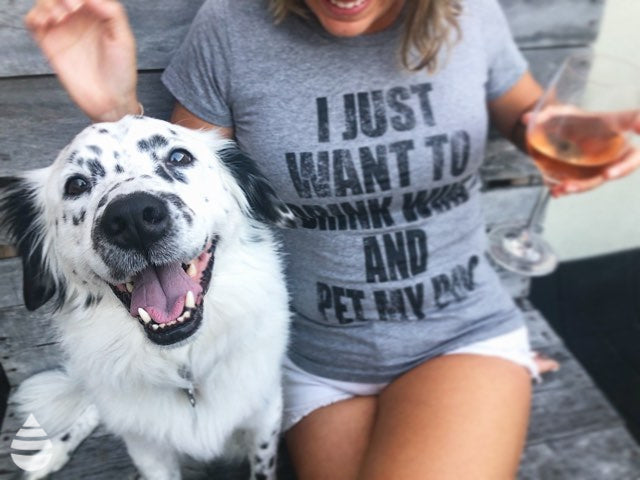 I Just Want To Drink Wine and Pet My Dog Women's T Shirt