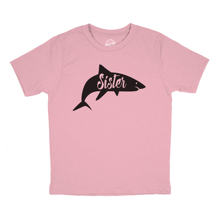 Funny Pink Sister Shark Youth T Shirt Nerdy Shark Week Sister Tee