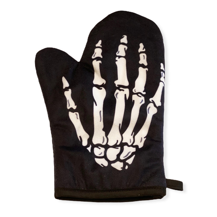 Funny Black Skeleton Hand Oven Mitt Nerdy Halloween Food Tee