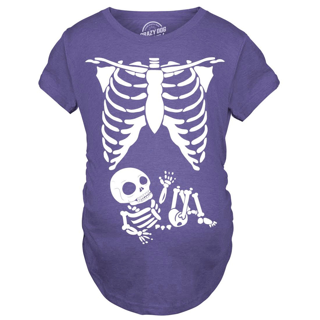 White Skeleton Rib Cage Maternity T Shirt