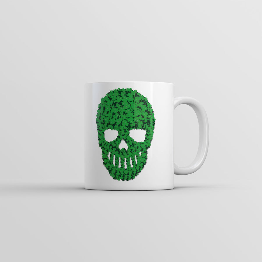 Funny White Skull Of Clovers Coffee Mug Nerdy Saint Patrick's Day sarcastic Tee