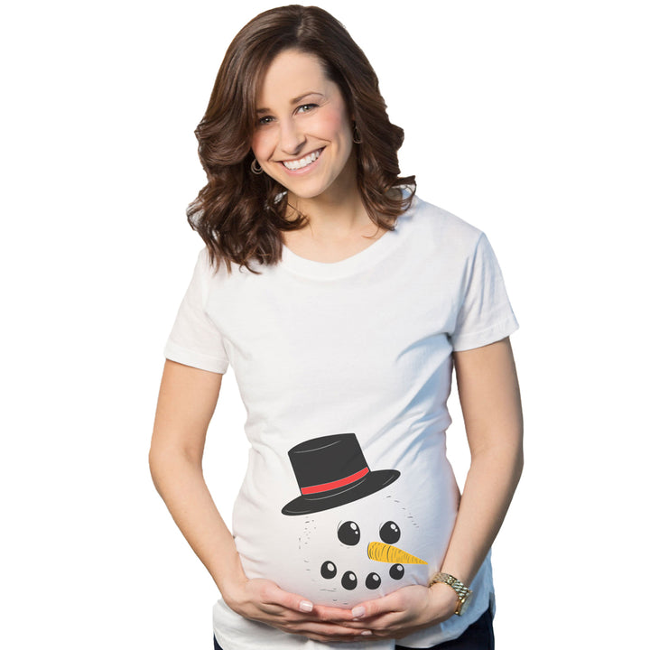 Funny White Snowman Face Maternity T Shirt Nerdy Christmas Tee