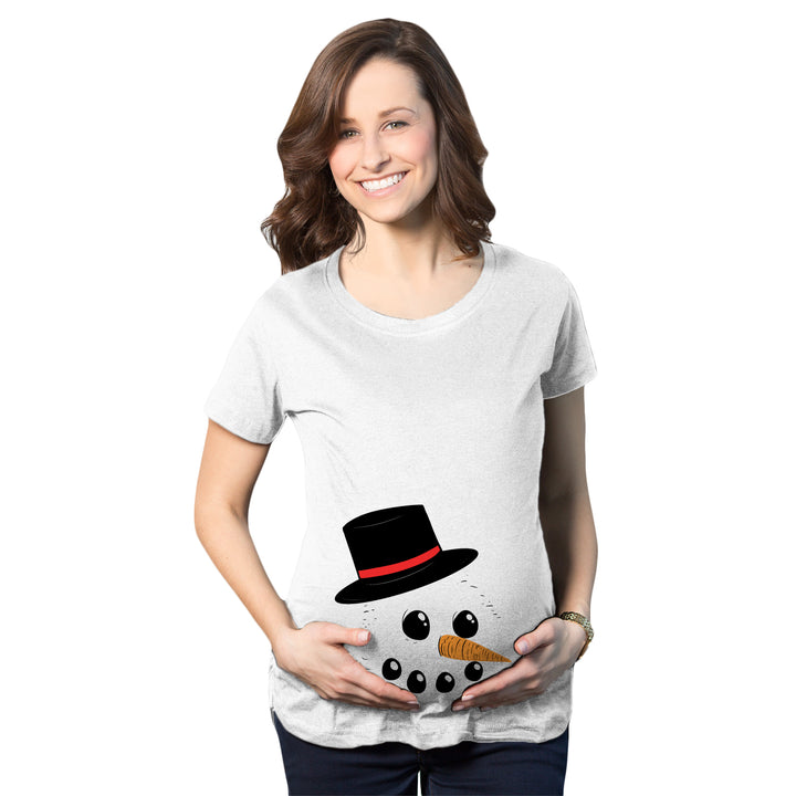 Funny White Snowman Face Maternity T Shirt Nerdy Christmas Tee