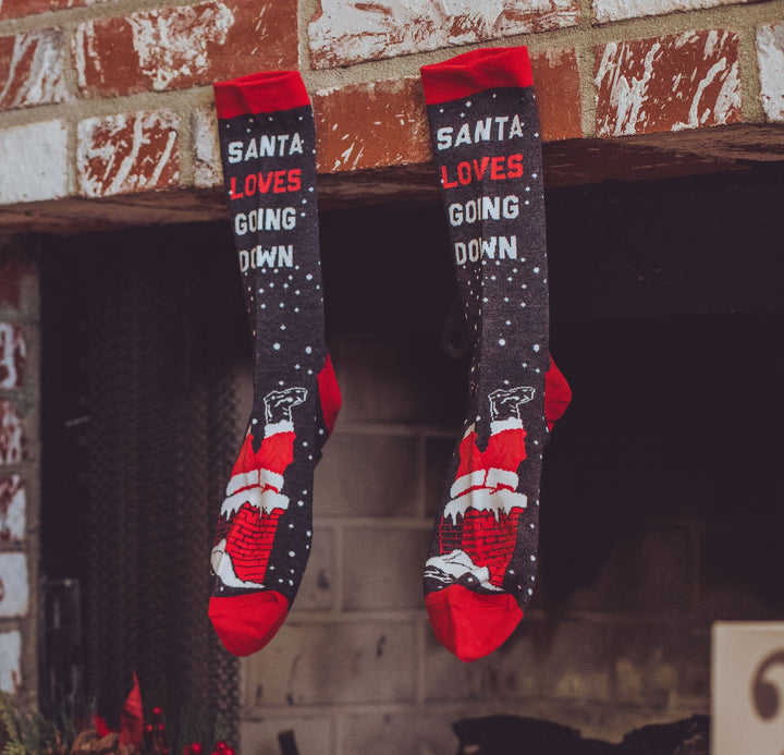 Men's Santa Loves Going Down Socks