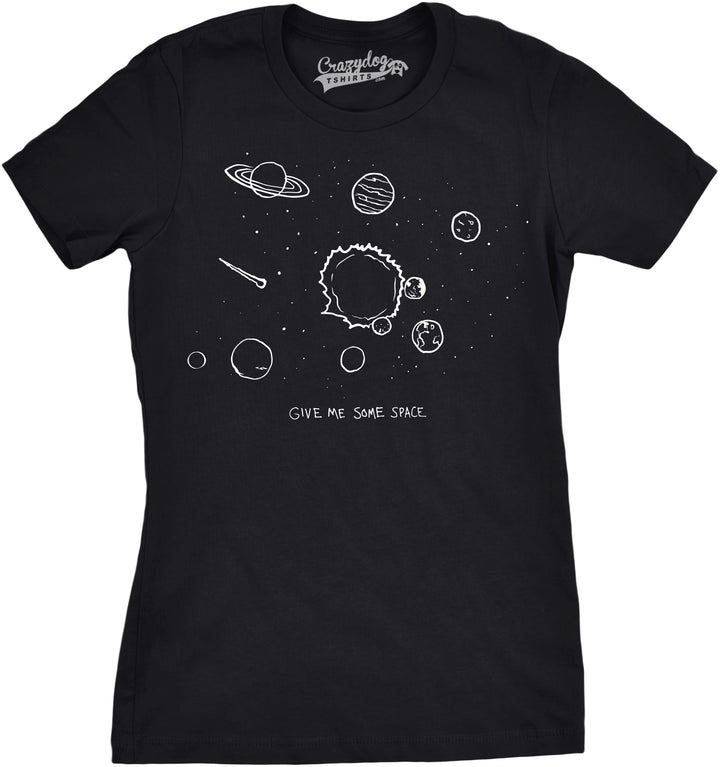 Funny Black Give Me Some Space Womens T Shirt Nerdy Science Tee