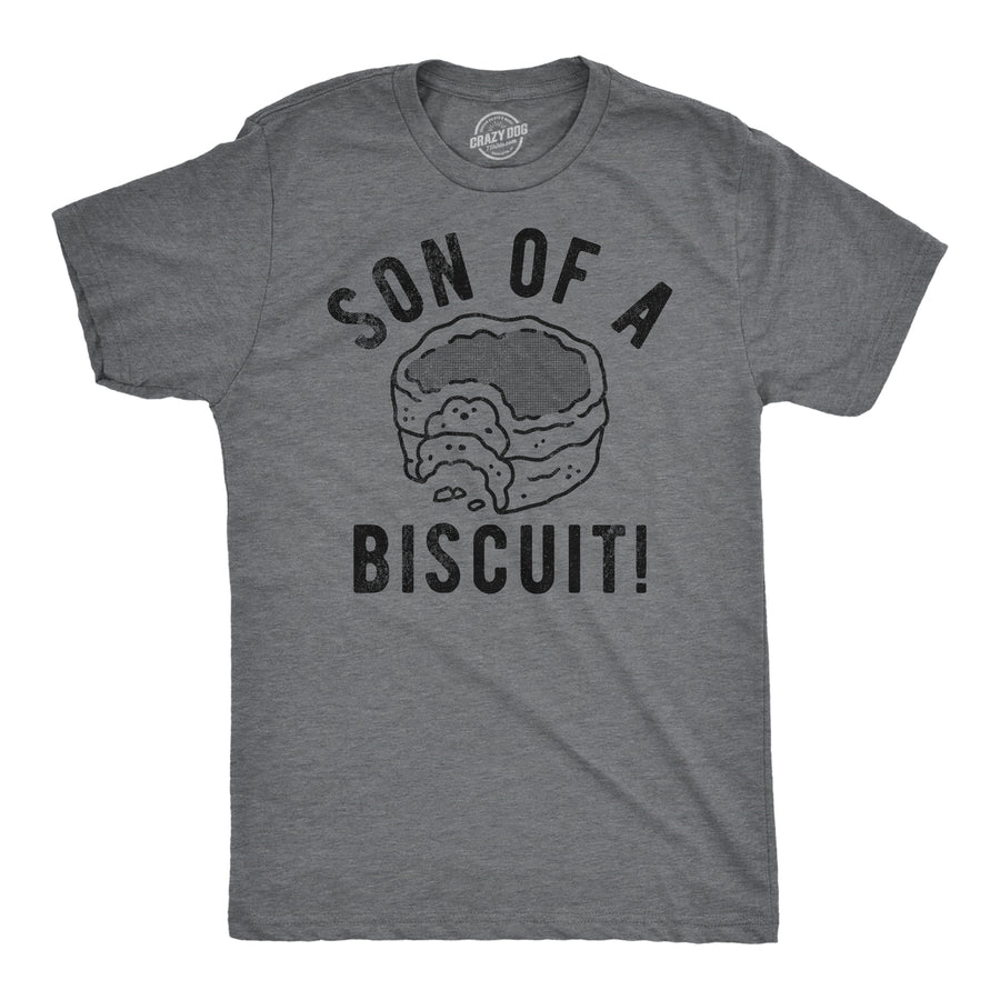 Funny Dark Heather Grey - Son Of A Biscuit Son Of A Biscuit Mens T Shirt Nerdy Food sarcastic Tee