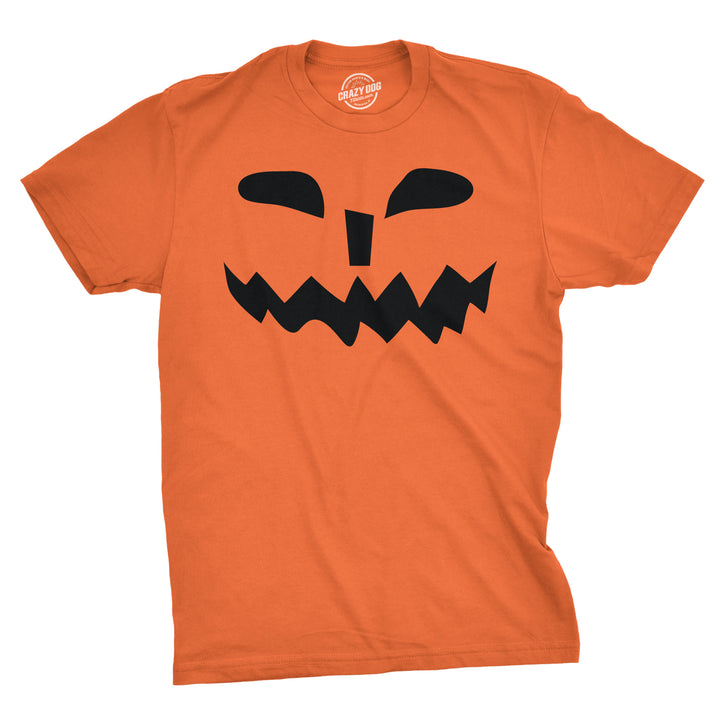 Funny Orange Spikey Teeth Pumpkin Face Mens T Shirt Nerdy Halloween Tee