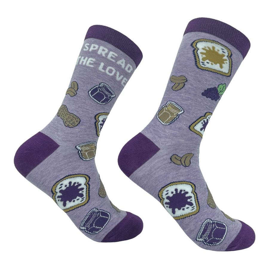 Funny Purple - SPREAD Women's Spread The Love Sock Nerdy Sarcastic food Tee